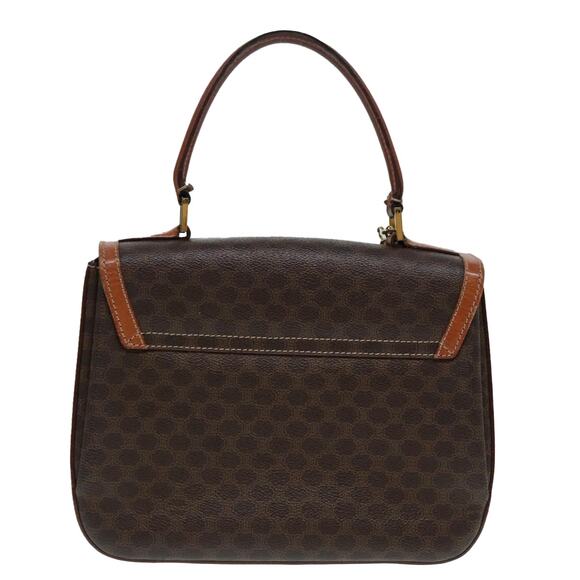 CELINE Macadam Canvas Hand Bag Pvc Leather Brown Gold - Picture 3 of 13